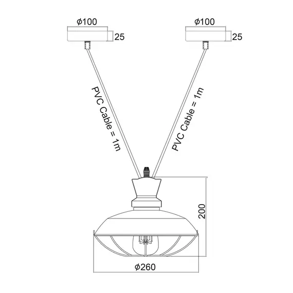 Пендел ANGELA KS14632BB Aca Lighting 1xE27 | Osvetlenieto.bg