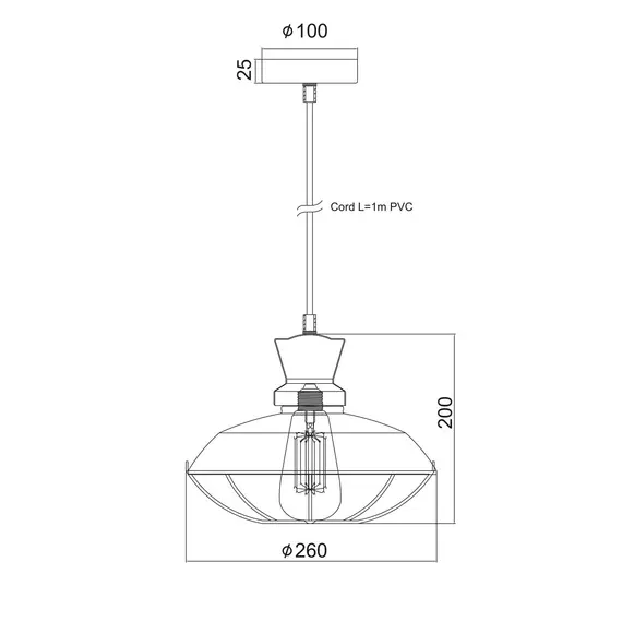 Пендел ANGELA KS1463P1BK Aca Lighting 1xE27 | Osvetlenieto.bg
