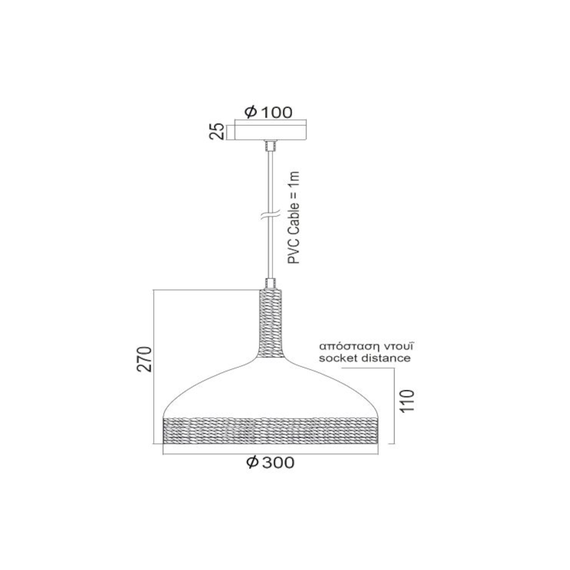 Пендел COTTAGE KS182630RR Aca Lighting 1xE27 | Osvetlenieto.bg