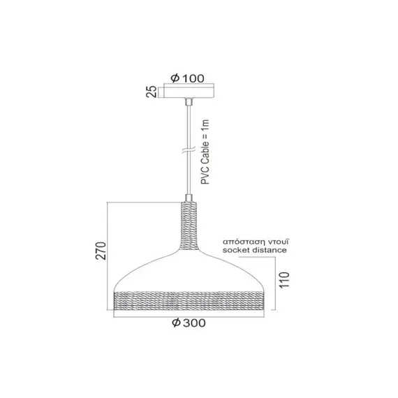 Пендел COTTAGE KS182630RR Aca Lighting 1xE27 | Osvetlenieto.bg