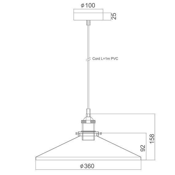 Пендел HIPPOLYTE KS1288P361BK Aca Lighting 1xE27 | Osvetlenieto.bg