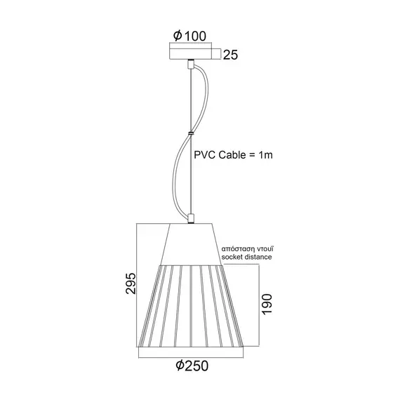 Пендел LOREN KS178325RB Aca Lighting 1xE27 | Osvetlenieto.bg