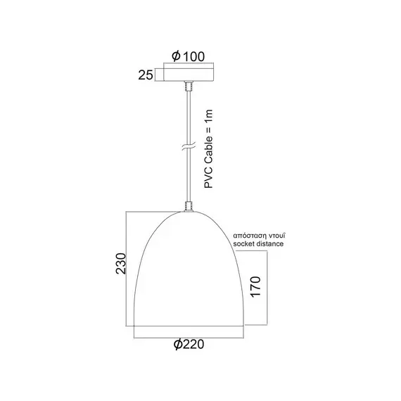 Пендел OTHELLO KS183222B Aca Lighting 1xE27 | Osvetlenieto.bg