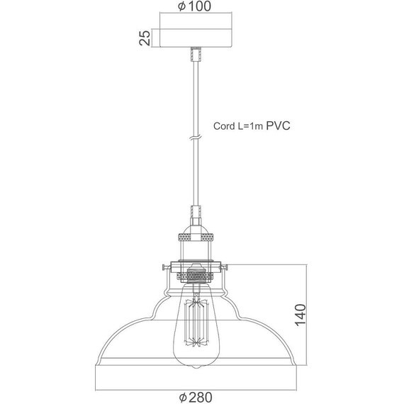 Пендел SMYRNA KS1295PCL1BK Aca Lighting 1xE27 | Osvetlenieto.bg