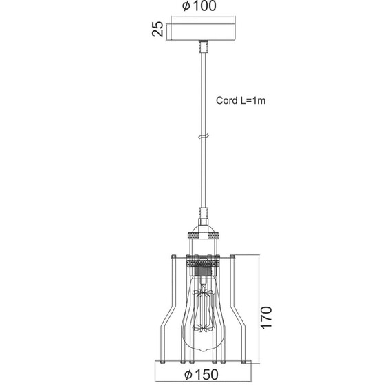 Пендел SOTIS KS1342P151BK Aca Lighting 1xE27 | Osvetlenieto.bg