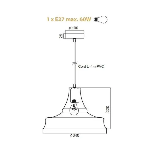 Пендел STOOGES KS1477P1BK Aca Lighting 1xE27 | Osvetlenieto.bg