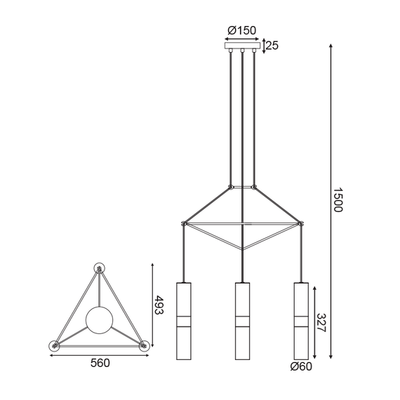 Полилей DA VINCI HM853P56BR Aca Lighting 3xGU10 | Osvetlenieto.bg