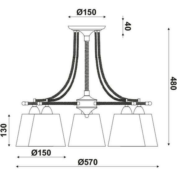 Полилей GAVDOS EG165075C Aca Lighting 5xE14 | Osvetlenieto.bg