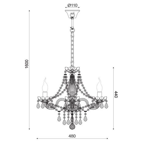 Полилей GLADIOLO BLK80413PCC Aca Lighting 3xE14 | Osvetlenieto.bg