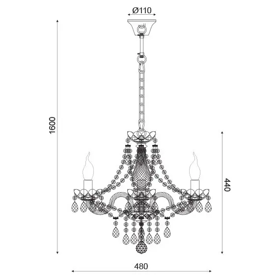 Полилей GLADIOLO BLK80413PCG Aca Lighting 3xE14 | Osvetlenieto.bg