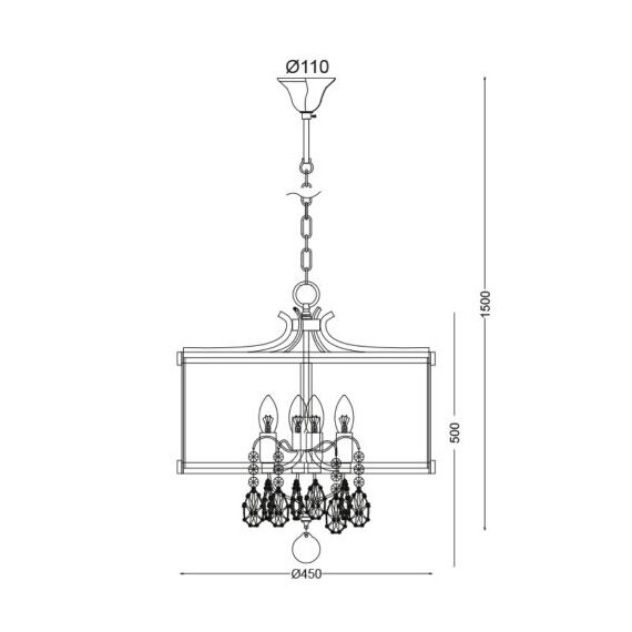 Полилей KEITH AD80375 Aca Lighting 4xE14 | Osvetlenieto.bg