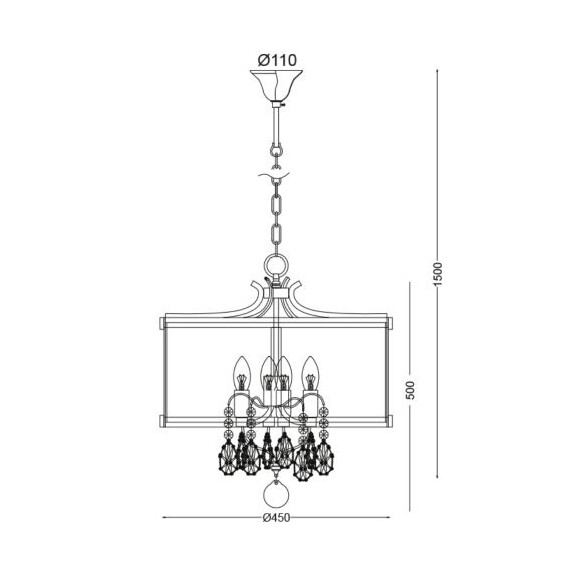 Полилей KEITH AD80375 Aca Lighting 4xE14 | Osvetlenieto.bg