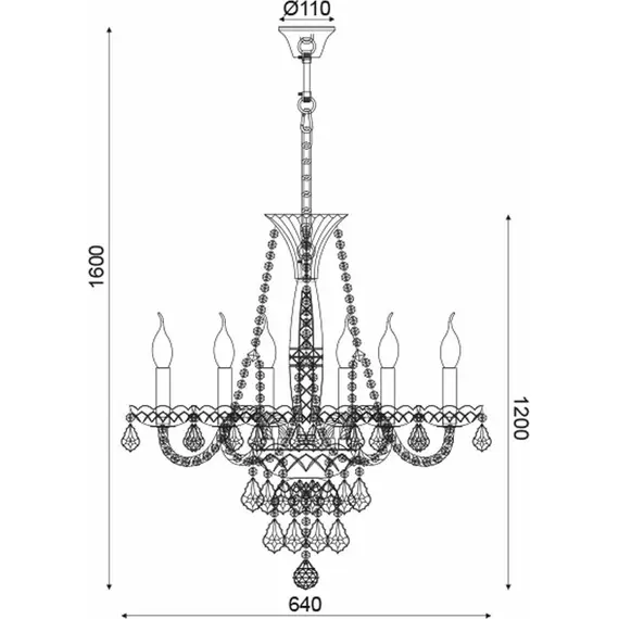 Полилей LILIUM BLK80046PCG Aca Lighting 6xE14 | Osvetlenieto.bg