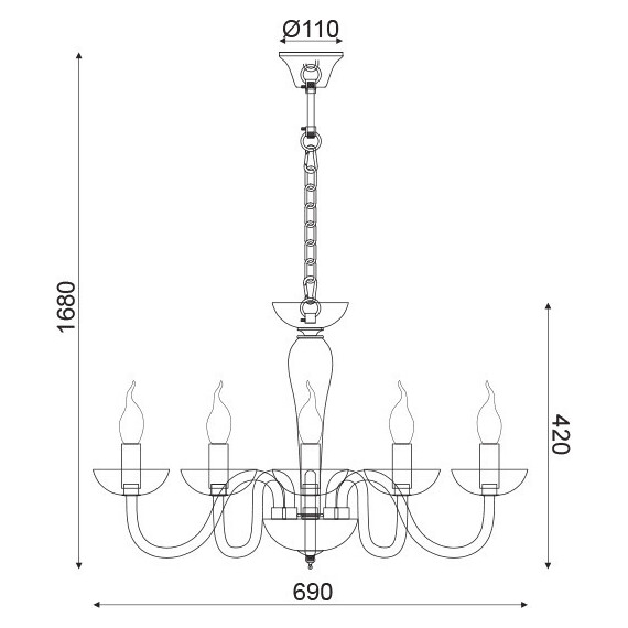 Полилей LUNARIA BLK82185PWC Aca Lighting 5xE14 | Osvetlenieto.bg