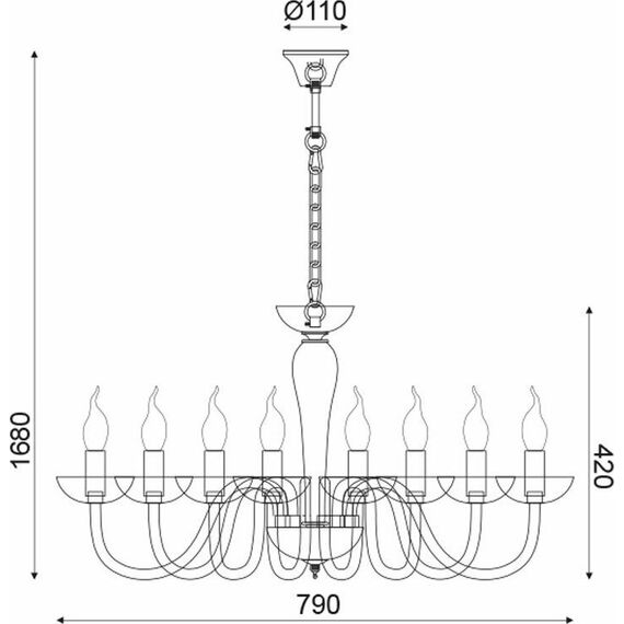 Полилей LUNARIA BLK82188PWC Aca Lighting 8xE14 | Osvetlenieto.bg
