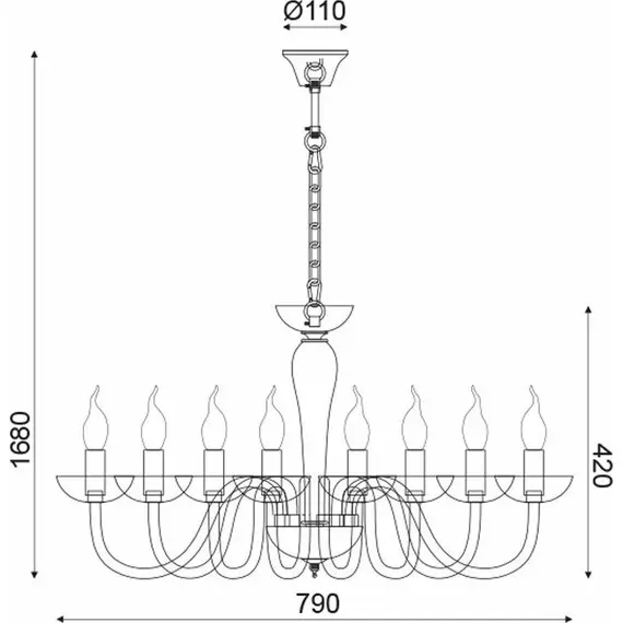 Полилей LUNARIA BLK82188PWC Aca Lighting 8xE14 | Osvetlenieto.bg
