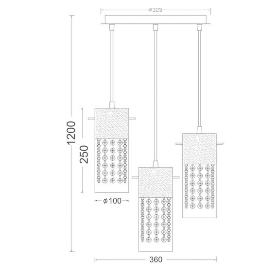 Полилей MIA DLA6833 Aca Lighting 3xE14 | Osvetlenieto.bg