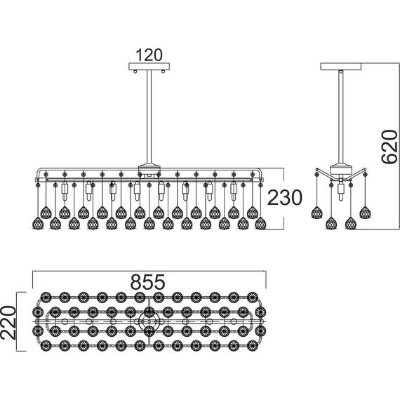 Полилей PATRICIA W16213TR Aca Lighting 8xG9 | Osvetlenieto.bg