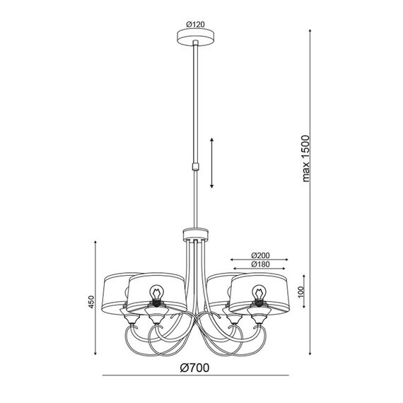 Полилей POIROT AD80334P Aca Lighting 4xE27 | Osvetlenieto.bg