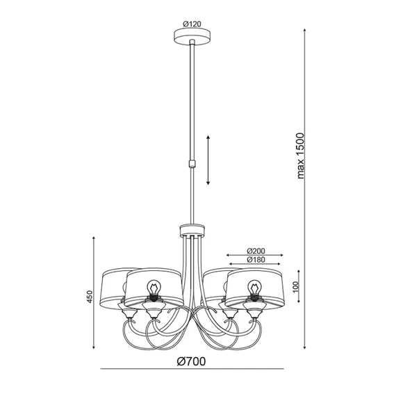 Полилей POIROT AD80334P Aca Lighting 4xE27 | Osvetlenieto.bg