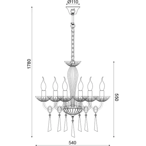 Полилей VIOLET BLK80286PCC Aca Lighting 6xE14 | Osvetlenieto.bg