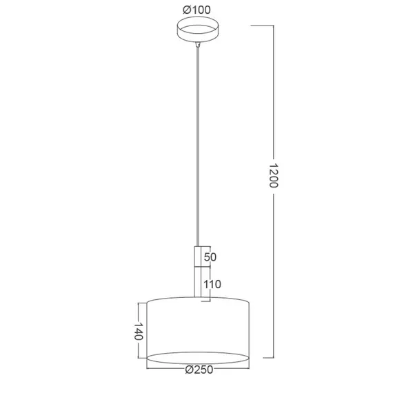 Полилей YASMINE OD650825PBK Aca Lighting 1xE27 | Osvetlenieto.bg