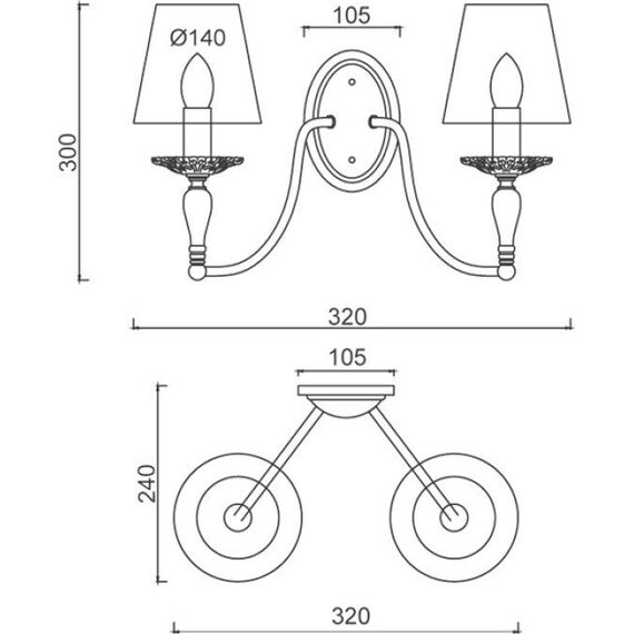 Аплик KARPATHIA DL9502WWB Aca Lighting 2xE14 | Osvetlenieto.bg