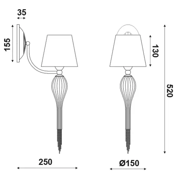 Аплик PALERMO EG170301WBCH Aca Lighting 1xE14 | Osvetlenieto.bg