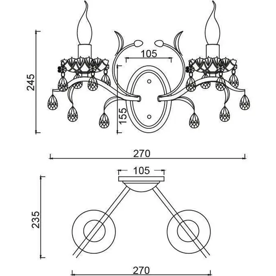 Аплик SARDINIA DL9342WWG Aca Lighting 2xE14 | Osvetlenieto.bg