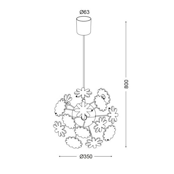 Детски пендел FLOWERS MD160224FLW Aca Lighting 4xE14 | Osvetlenieto.bg