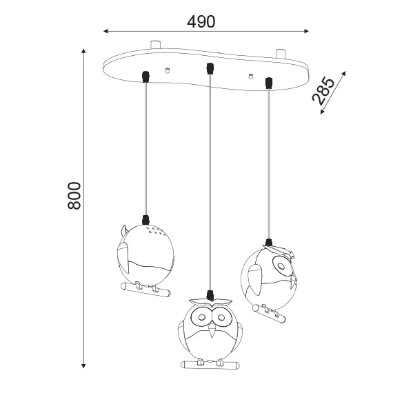 Детски полилей KOKKA ZN160203PBL Aca Lighting 3xE14 | Osvetlenieto.bg