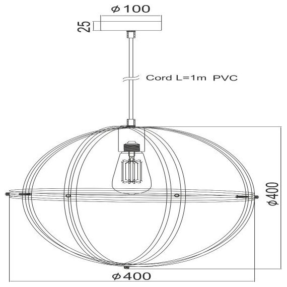 Пендел SIRENA KS1483P1BK Aca Lighting 1xE27 | Osvetlenieto.bg