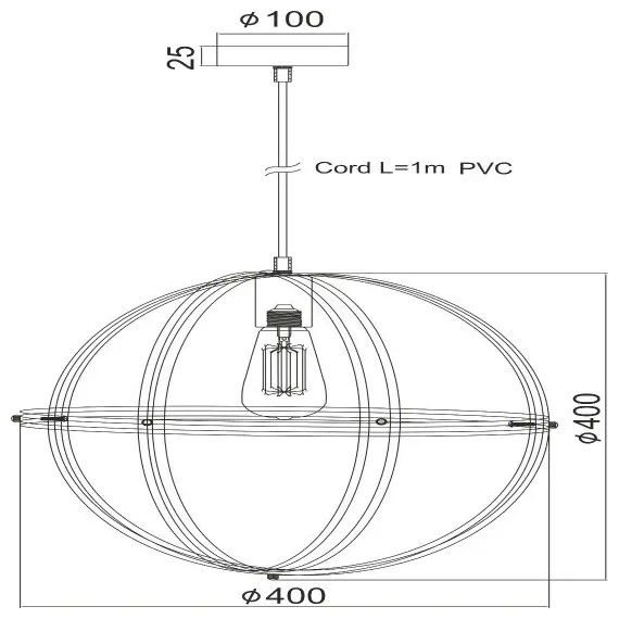Пендел SIRENA KS1483P1BK Aca Lighting 1xE27 | Osvetlenieto.bg