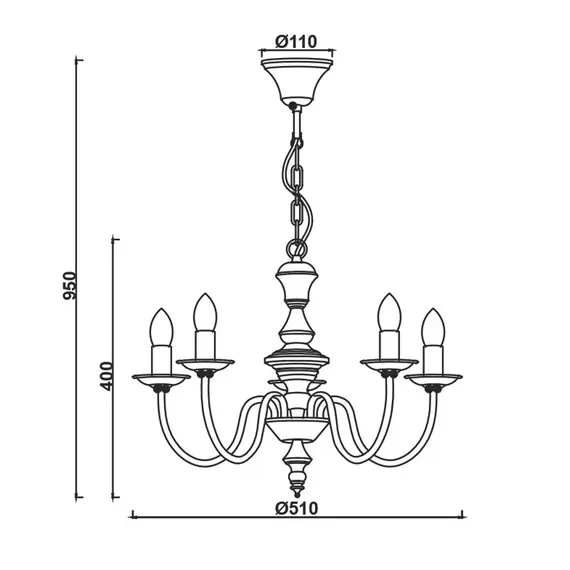 Полилей ACCRA DL9315PAG Aca lighting 5xE14 | Osvetlenieto.bg