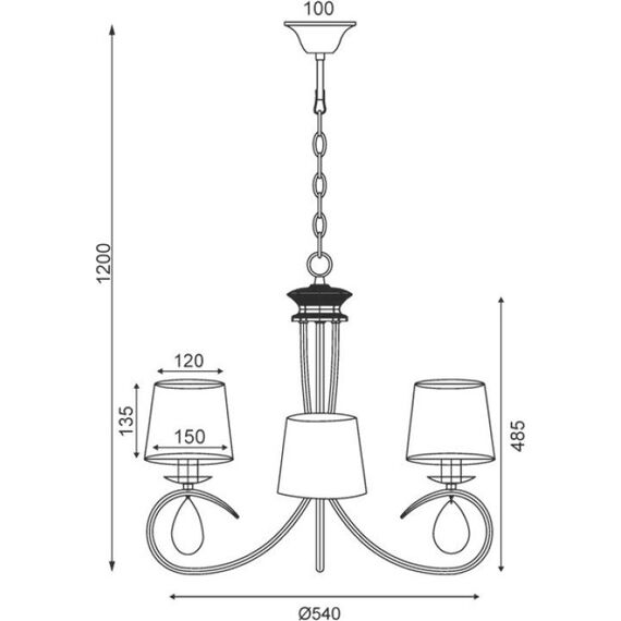 Полилей BASILICO TNK81490CG3P Aca Lighting 3xE14 | Osvetlenieto.bg