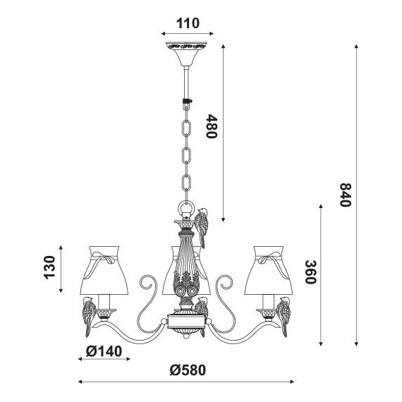 Полилей EKAVI EG166083PW Aca Lighting 3xE14 | Osvetlenieto.bg