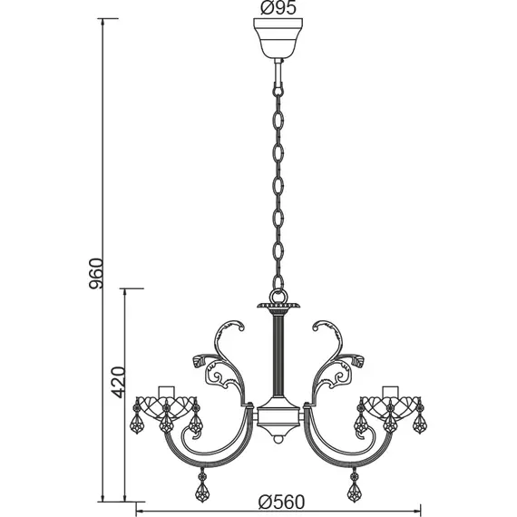 Полилей FABERGE DLA12153P Aca Lighting 3xE14 | Osvetlenieto.bg