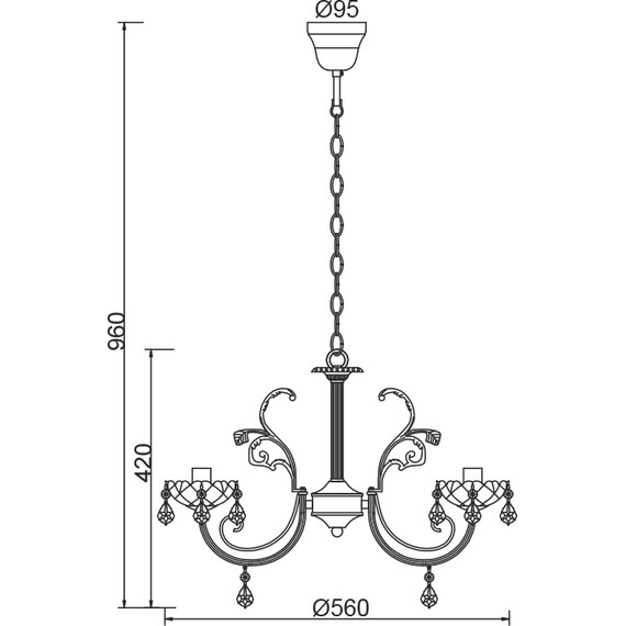 Полилей FABERGE DLA12153P Aca Lighting 3xE14 | Osvetlenieto.bg