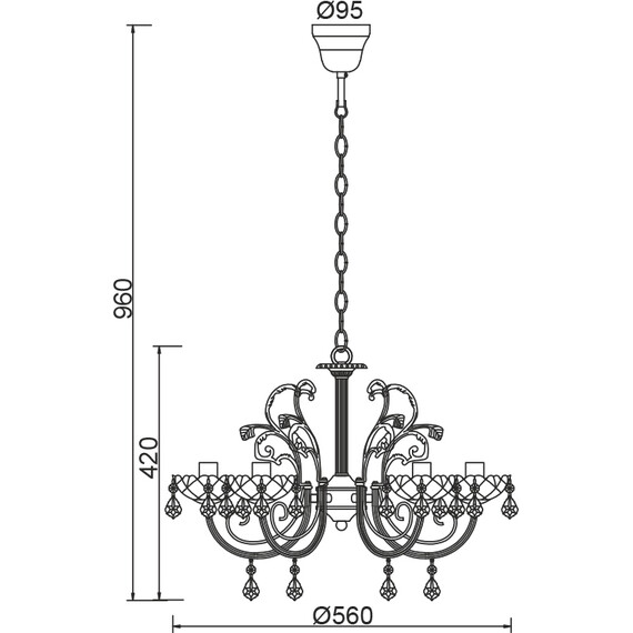 Полилей FABERGE DLA12155P Aca Lighting 5xE14 | Osvetlenieto.bg