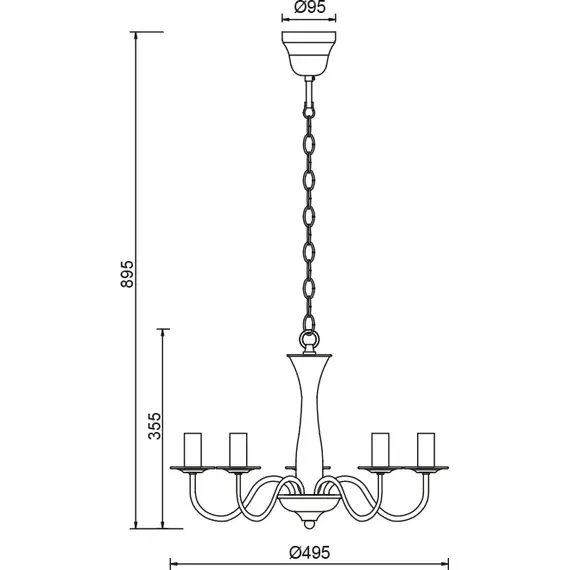 Полилей KNOSSOS DLA12015PW Aca Lighting 5xE14 | Osvetlenieto.bg