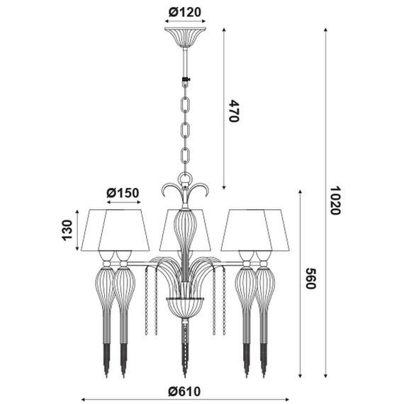 Полилей PALERMO EG170305PWRG Aca Lighting 5xE14 | Osvetlenieto.bg Полилей PALERMO EG170305PWRG Aca Lighting 5xE14 | Osvetlenieto.bg