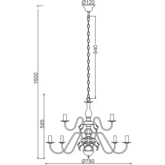 Полилей VELVET DLA120012P Aca Lighting 12xE14 | Osvetlenieto.bg