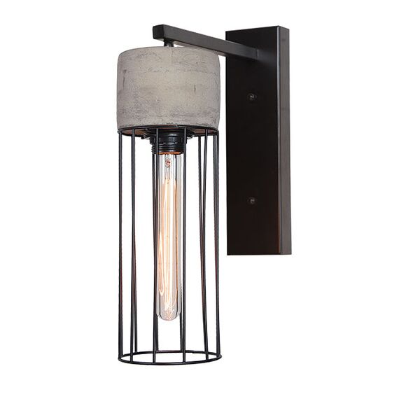 Аплик ZAMBELIS 1661 SCONCE 1L CONCRETE STEEL BLACK 1xE27 | Osvetlenieto.bg