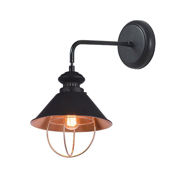 Аплик ZAMBELIS 18127 SCONE BLACK-COPPER 1L 1xE27 | Osvetlenieto.bg