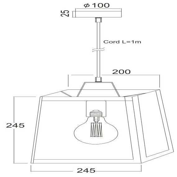 Пендел CHESS KS1444P1SBK Aca Lighting 1xE27 | Osvetlenieto.bg