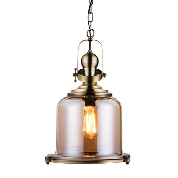 Пендел ZAMBELIS 16106 PENDANT 1L GLASS-METAL BRONZE 1xE27 | Osvetlenieto.bg