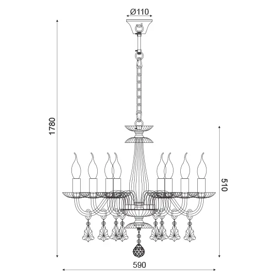 Полилей LOMPELIA BLK80388PCC Aca Lighting 8xE14 | Osvetlenieto.bg