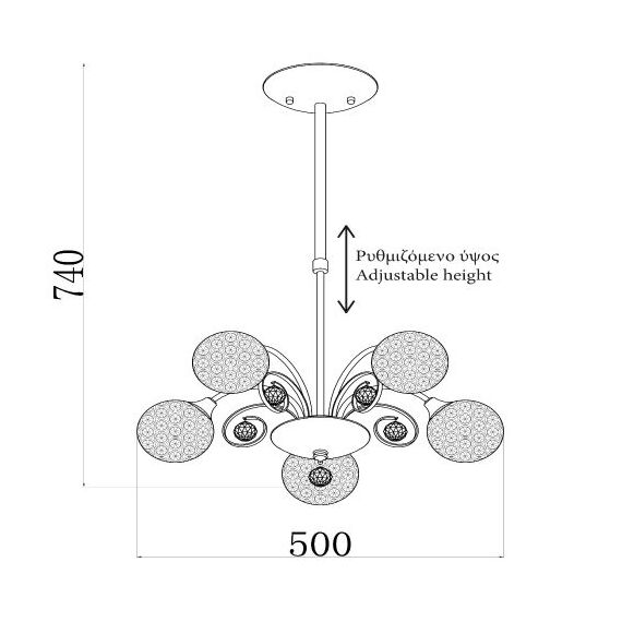 Полилей SKYLAR AD20120085P Aca Lighting 5xG9 | Osvetlenieto.bg Полилей SKYLAR AD20120085P Aca Lighting 5xG9 | Osvetlenieto.bg