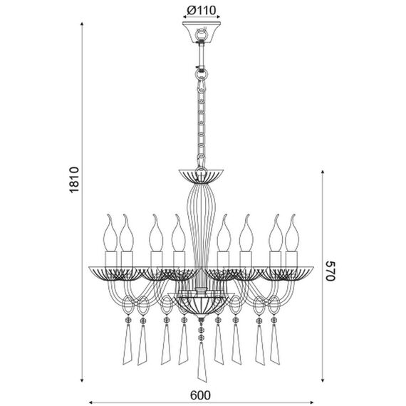Полилей VIOLET BLK80288PCC Aca Lighting 6xE14 | Osvetlenieto.bg
