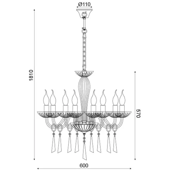 Полилей VIOLET BLK80288PCC Aca Lighting 6xE14 | Osvetlenieto.bg
